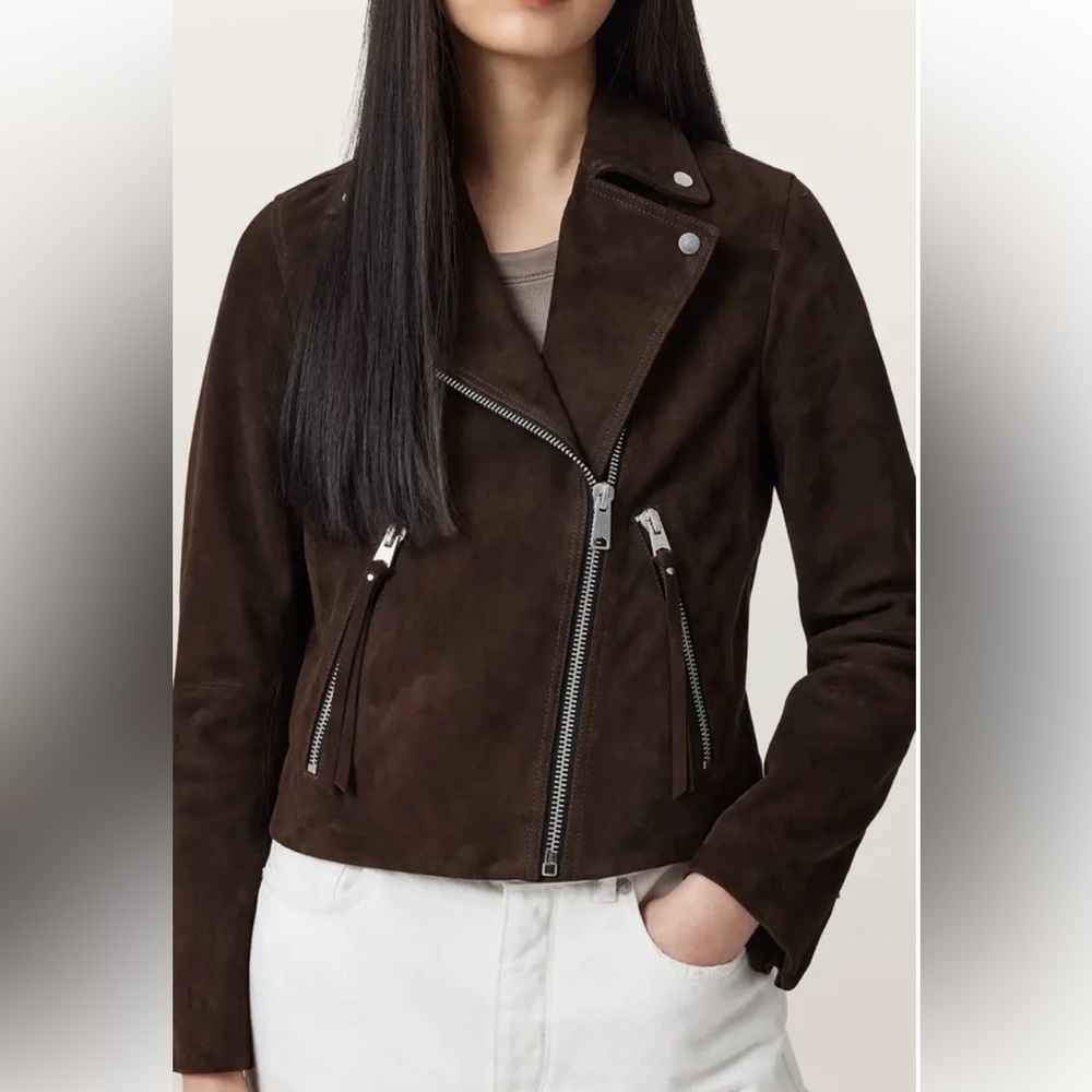 All Saints Dalby Suede Biker Jacket